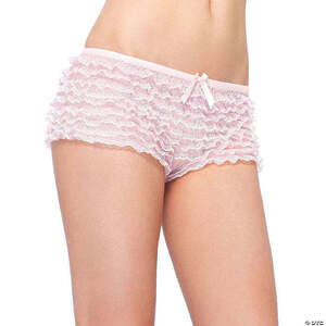 Leg Avenue - Micromesh Lace Ruffle Tanga Short - Pink